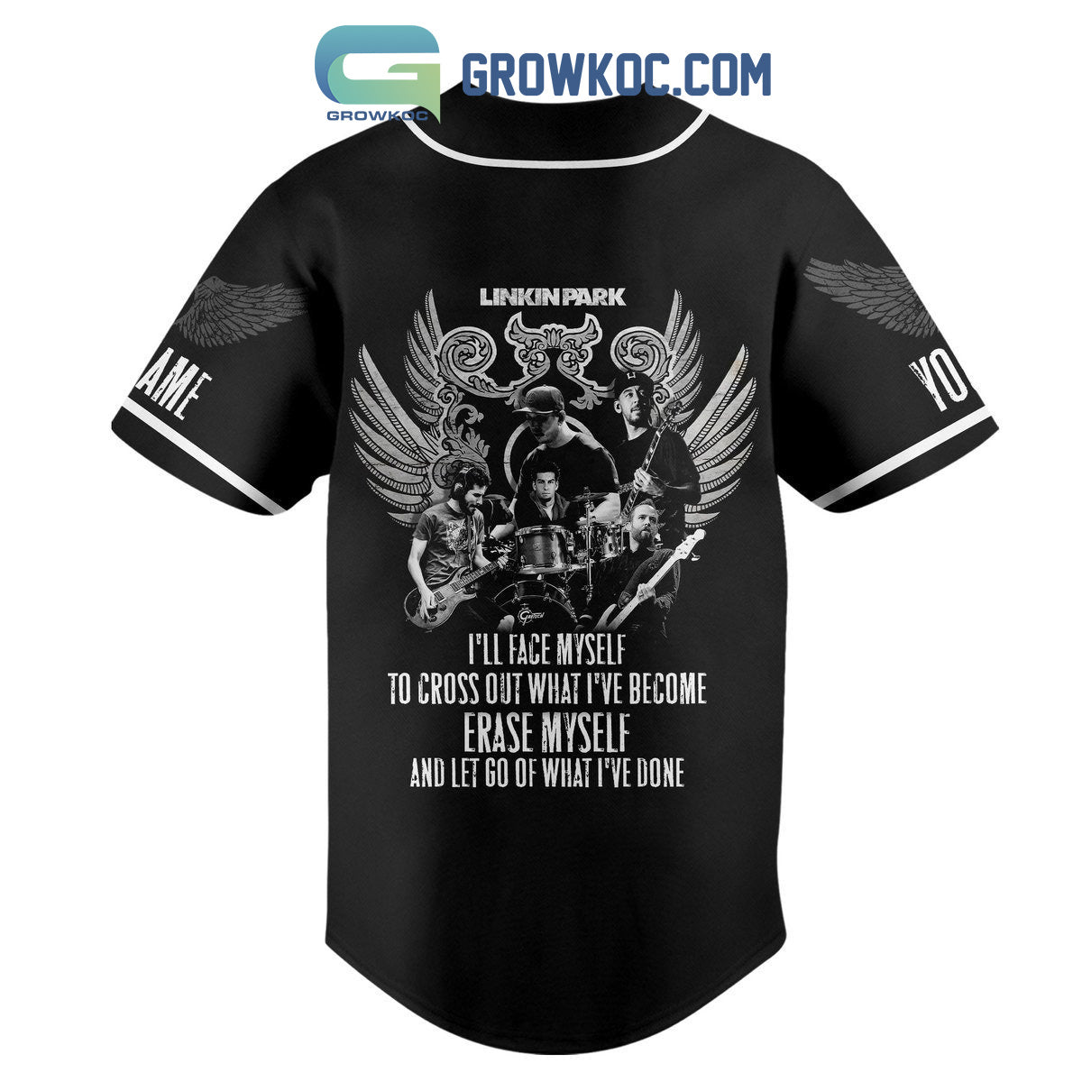 Linkin Park I’ll Face My Self To Cross Out What I’ve Become Erase Myself Personalized Baseball Jersey baseball jersey product view 3