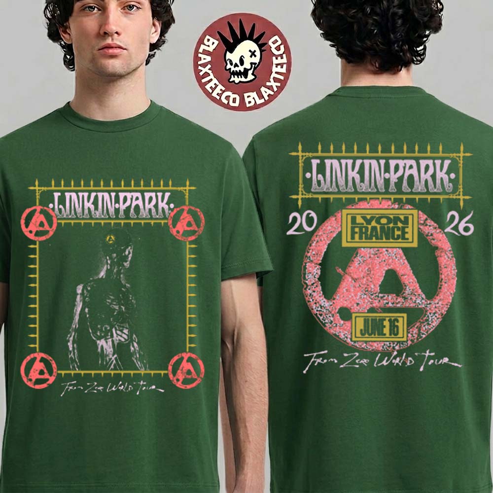 Linkin Park Lyon France 2026 Exclusive City Event Tee At Groupama Stadium On June 16 2026 Green T-Shirt - T-Shirt, Sweatshirt, Hoodie