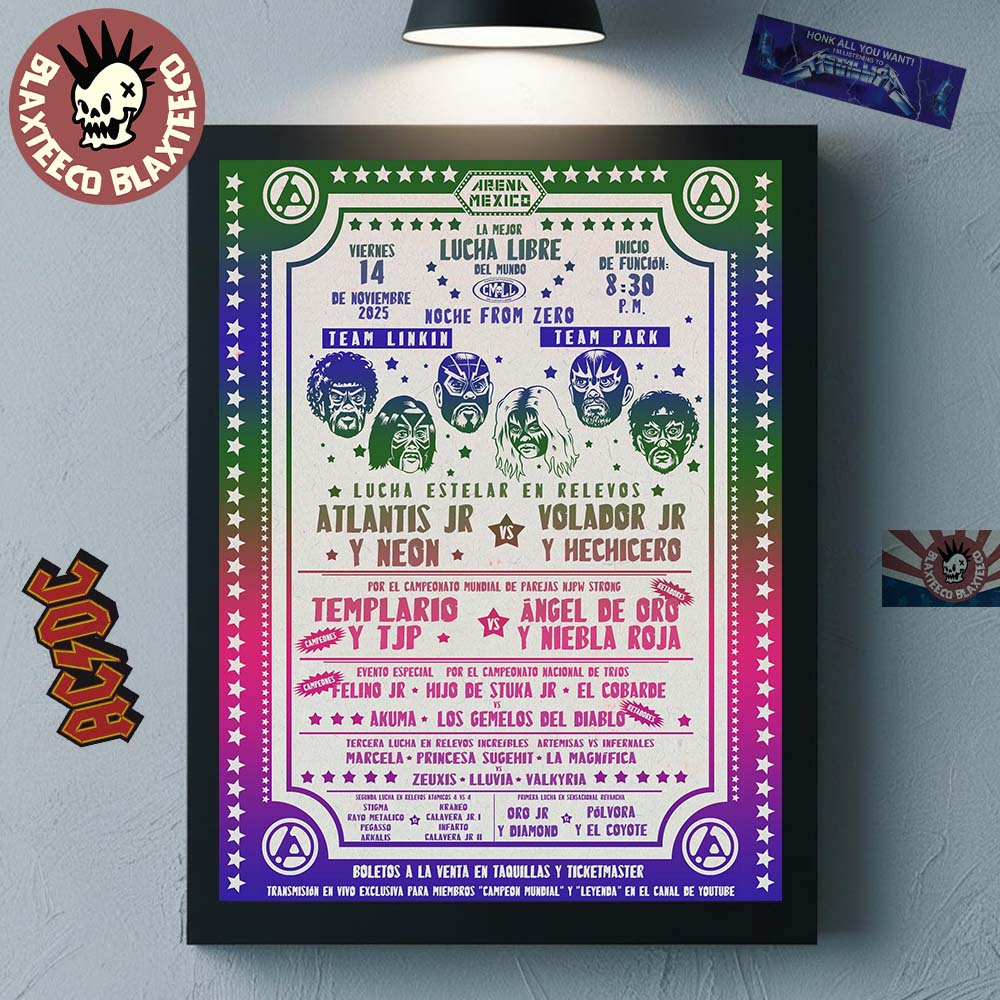 Linkin Park Noche From Zero 2025 At CMLL Lucha Libre At Arena Mexico CDMX Team Linkin Vs Team Park On November 14 2025 Home Decor Poster Canvas - T-Shirt, Sweatshirt, Hoodie