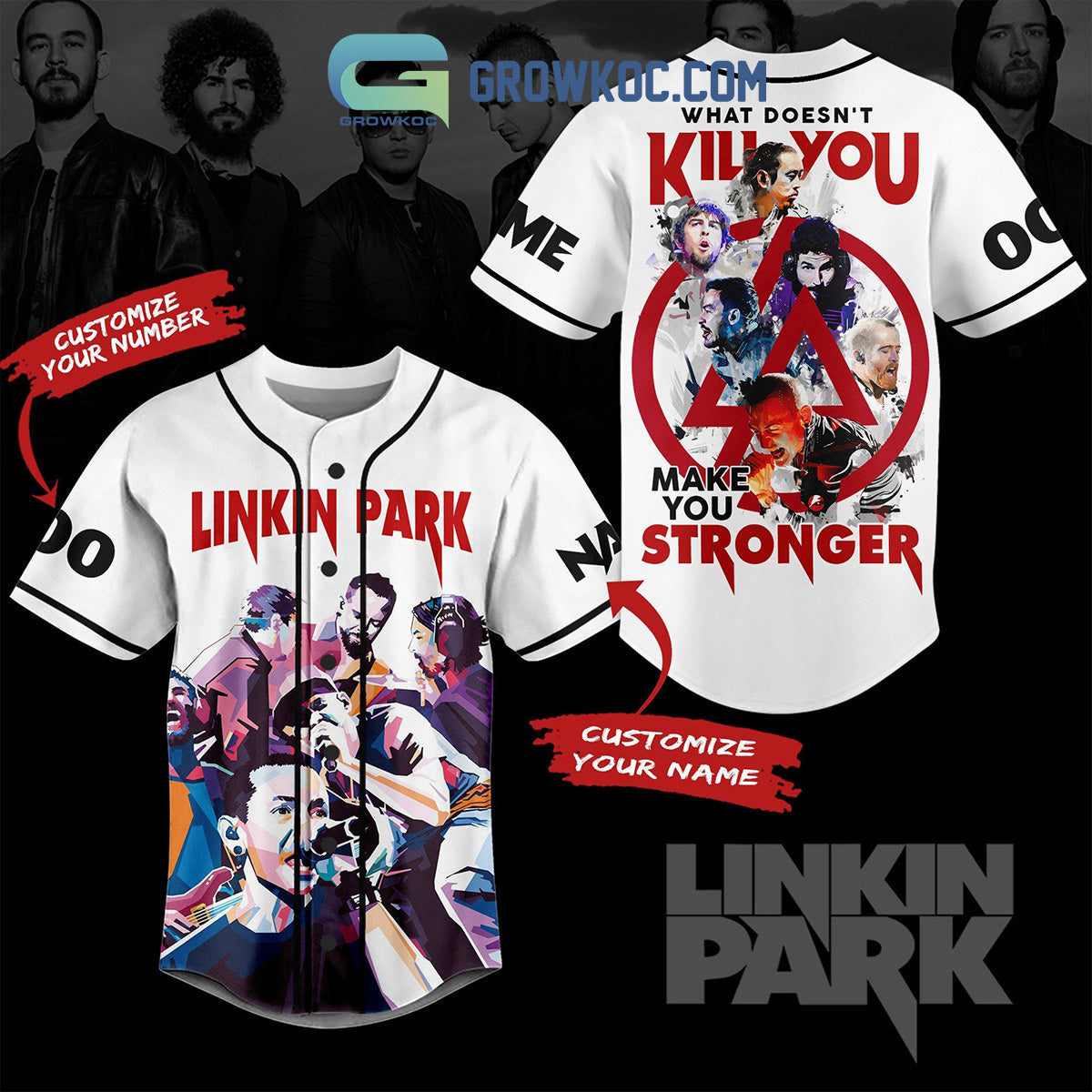 Linkin Park What Does Not Kill You Make You Stronger Custom Name Number Baseball Jersey baseball jersey product view 1