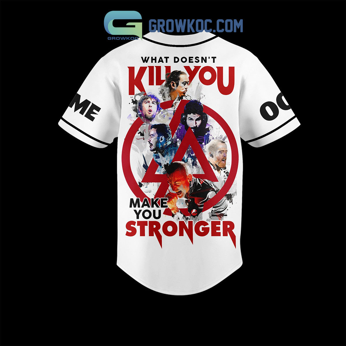 Linkin Park What Does Not Kill You Make You Stronger Custom Name Number Baseball Jersey baseball jersey product view 3