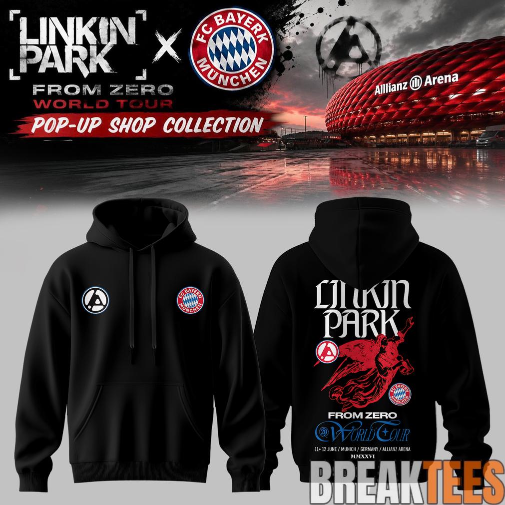 Linkin Park x FC Bayern Munich From Zero World Tour Black Hoodie Unisex T-shirt, Sweatshirt, Hoodie, Long Sleeve Tee - T-Shirt, Sweatshirt, Hoodie