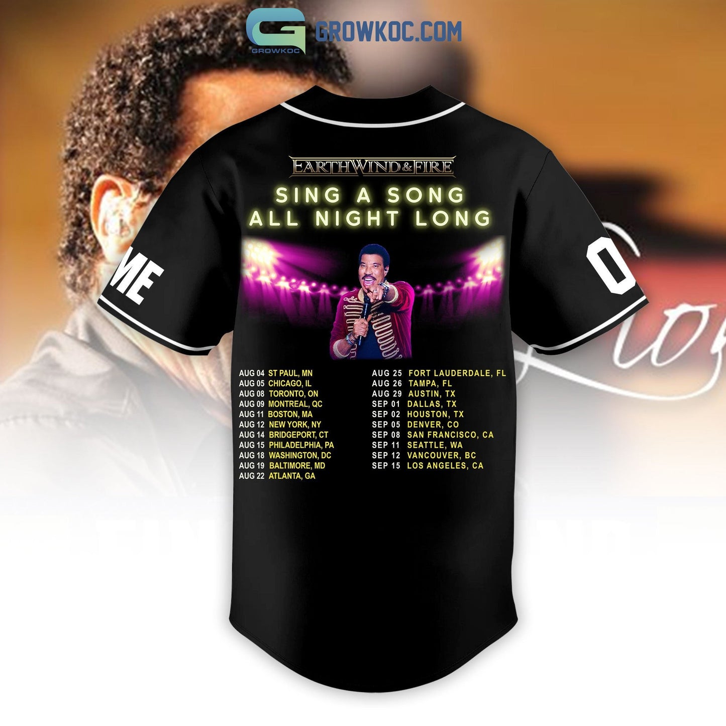 Lionel Richie Earthwind&Fire Sing A Song All Night Long Personalized Baseball Jersey baseball jersey product view 3