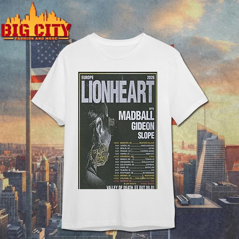 Lionheart Europe Tour 2026 Shirt Unisex T-shirt, Sweatshirt, Hoodie, Long Sleeve Tee - T-Shirt, Sweatshirt, Hoodie