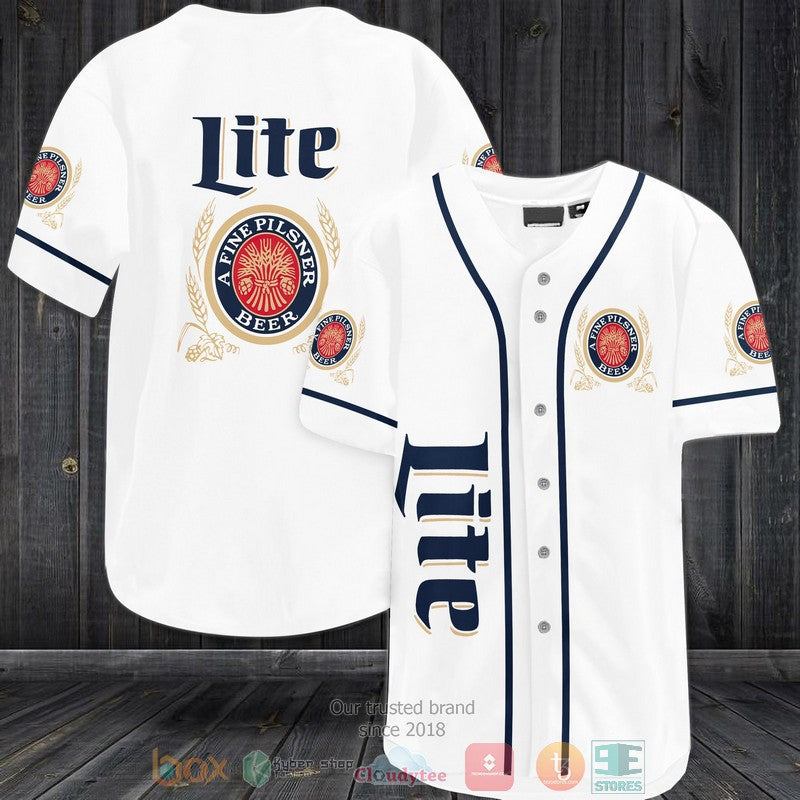 Lite A Fine Pilsner Beer white blue Baseball shirt baseball jersey product view 1