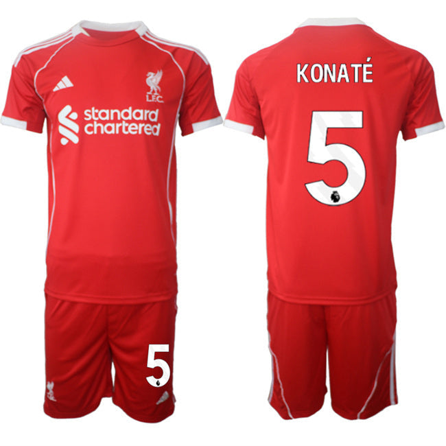 Liverpool #5 Ibrahima Konaté 2025 Red Home Soccer Jersey Suit sports jersey product view 1