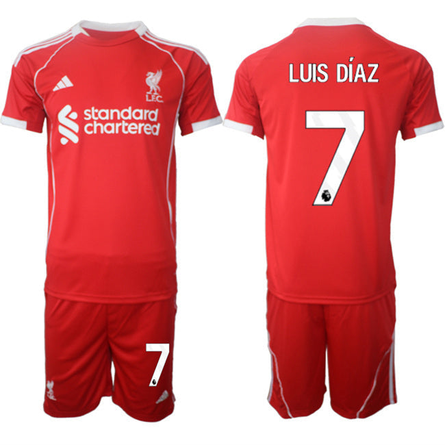 Liverpool #7 Luis Díaz 2025 Red Home Soccer Jersey Suit sports jersey product view 1