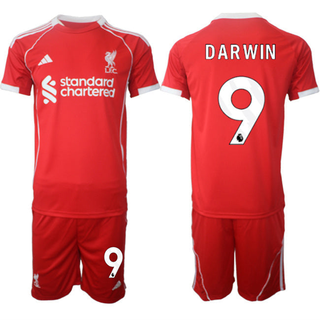 Liverpool #9 Darwin 2025 Red Home Soccer Jersey Suit sports jersey product view 1