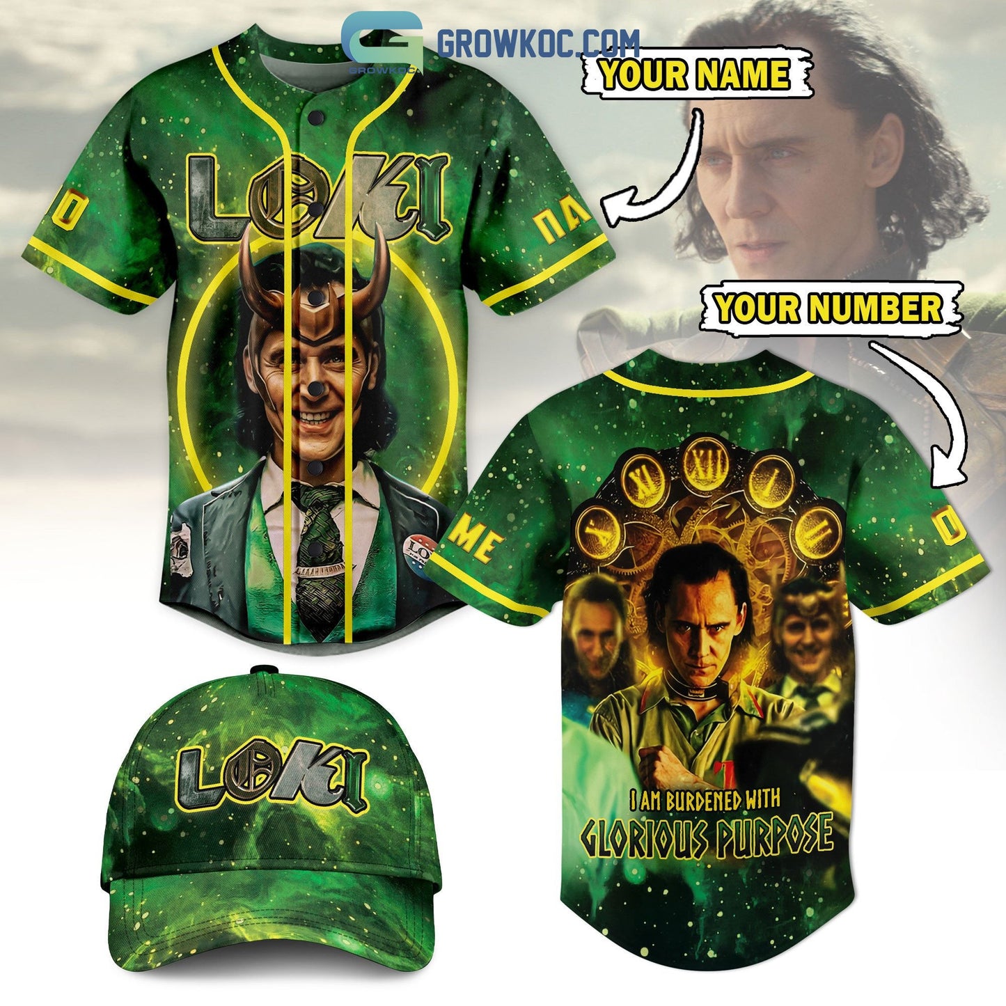 Loki I am Burdened With Glorious Purpose Personalized Baseball Jersey baseball jersey product view 1