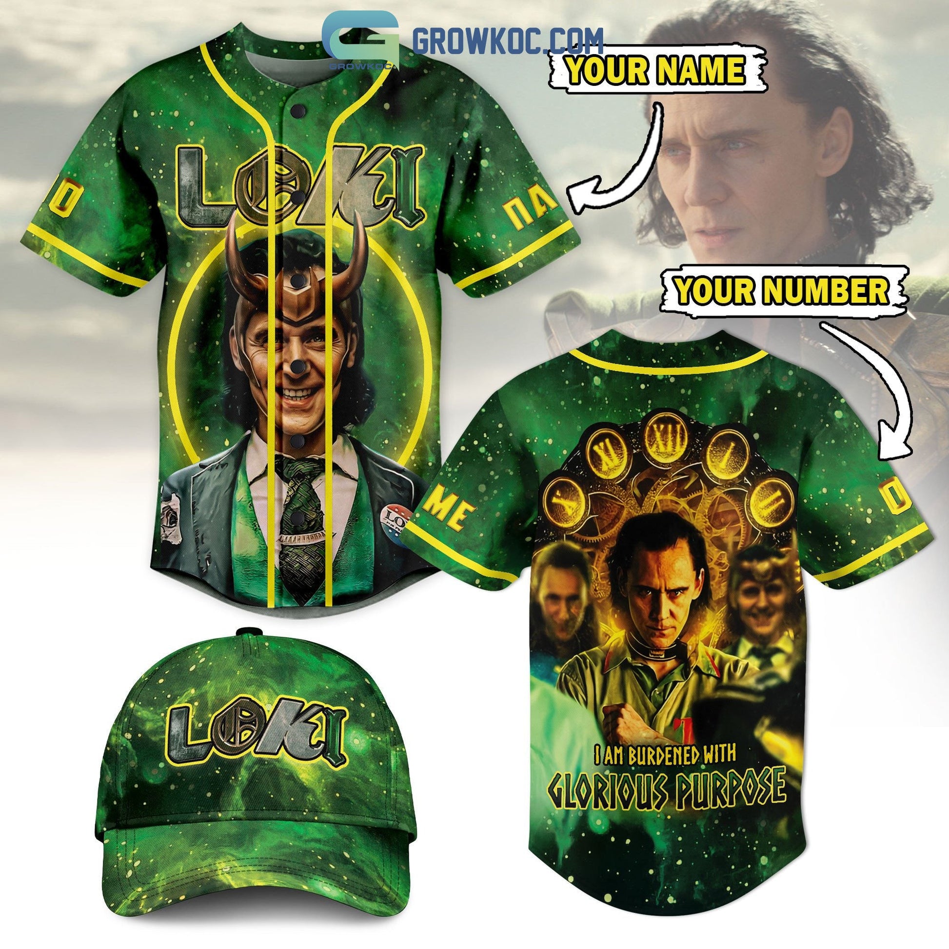 Loki I am Burdened With Glorious Purpose Personalized Baseball Jersey baseball jersey product view 1