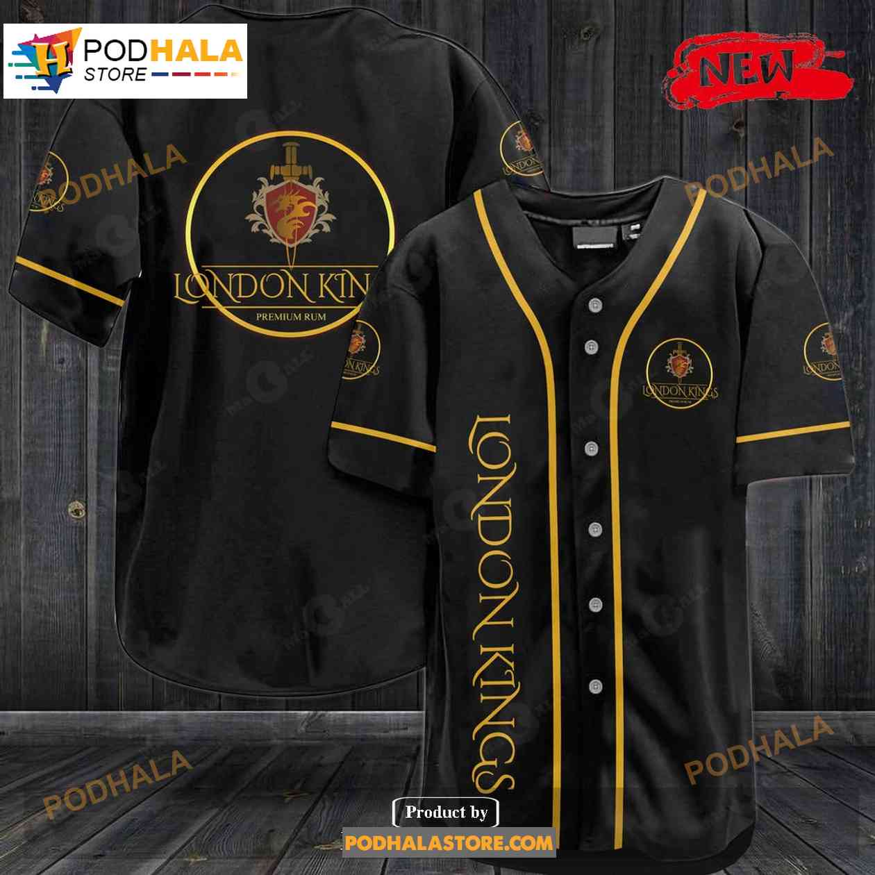 London Kings Premium Rum Baseball Jersey baseball jersey product view 1