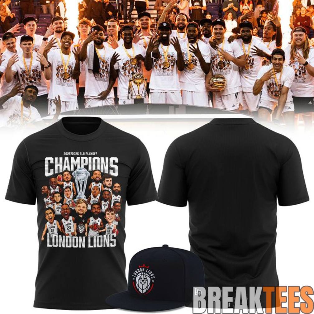 London Lions 2025-2026 SLB Playoff Champions - Adult & Kids T-Shirts, Sweatshirts & Hoodies apparel design preview 2