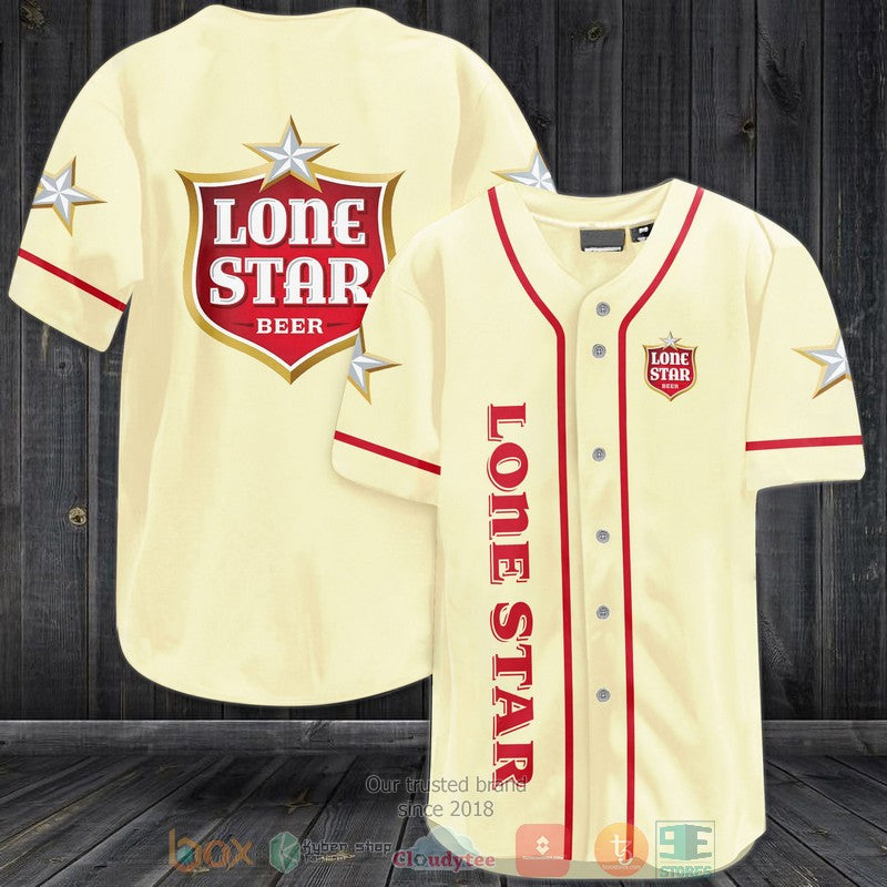 Lone Star Beer light cream color Baseball shirt baseball jersey product view 1