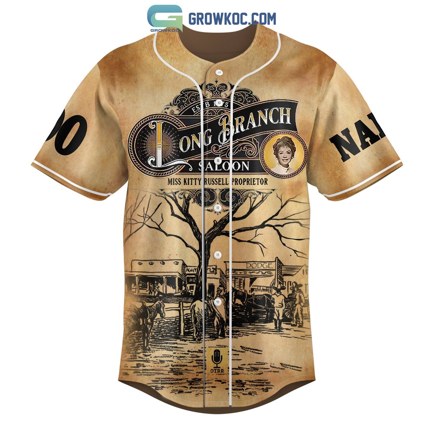 Long Branch Dodge City Kansas Raised On Gunsmoke Personalized Baseball Jersey baseball jersey product view 3