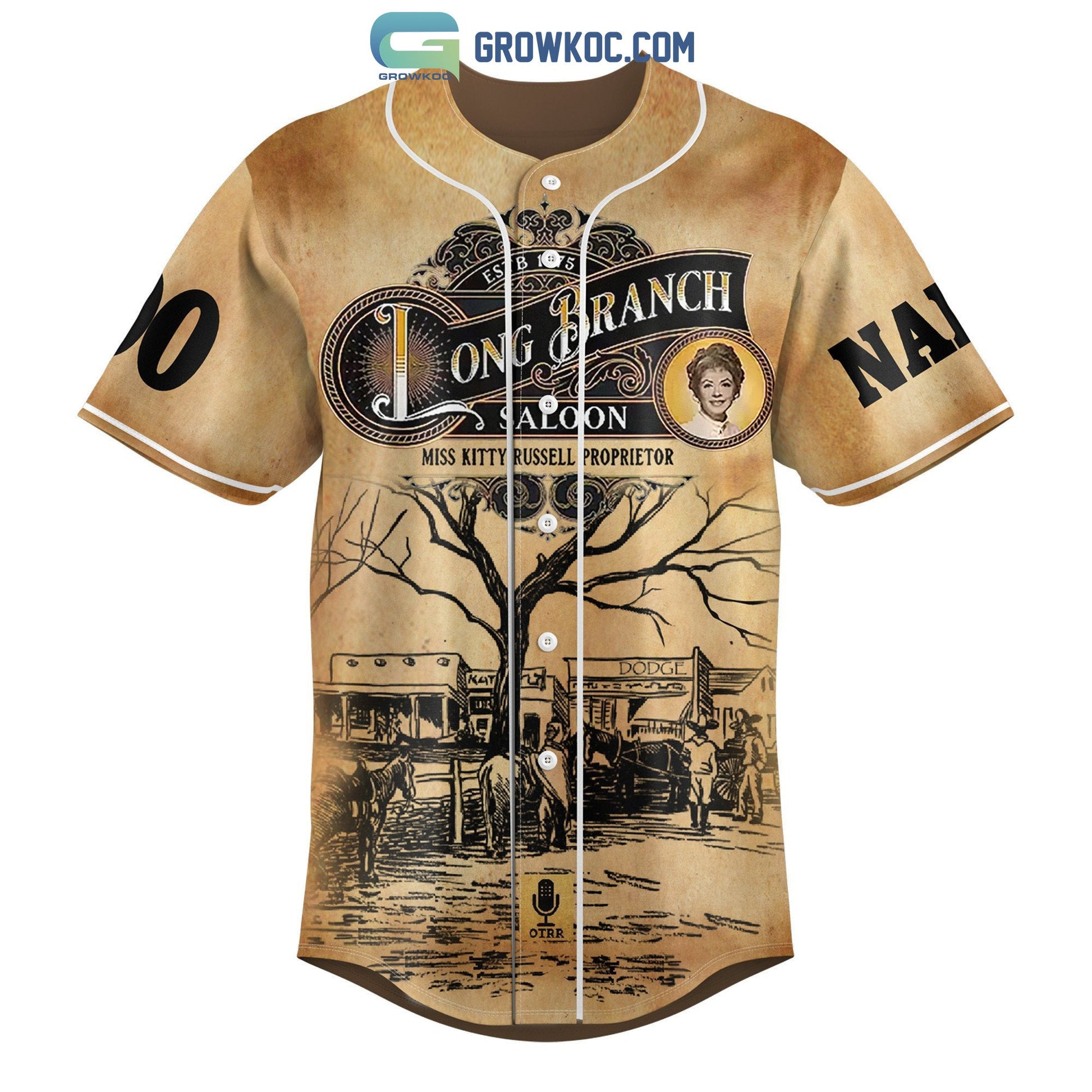 Long Branch Dodge City Kansas Raised On Gunsmoke Personalized Baseball Jersey baseball jersey product view 3