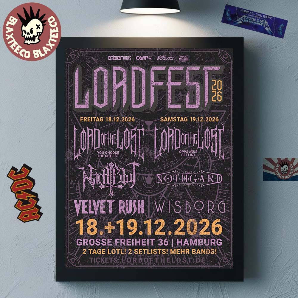 Lord Of The Lost Lordfest 2026 Full Lineup In Hamburg Germany At Grobe Freiheit 36 On December 18 19 2026 Poster Canvas - T-Shirt, Sweatshirt, Hoodie