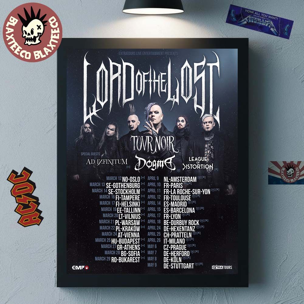 Lord Of The Lost Tovr Noir Tour 2026 Europe Schedule City Dates With Supporters Lineup Poster Canvas - T-Shirt, Sweatshirt, Hoodie