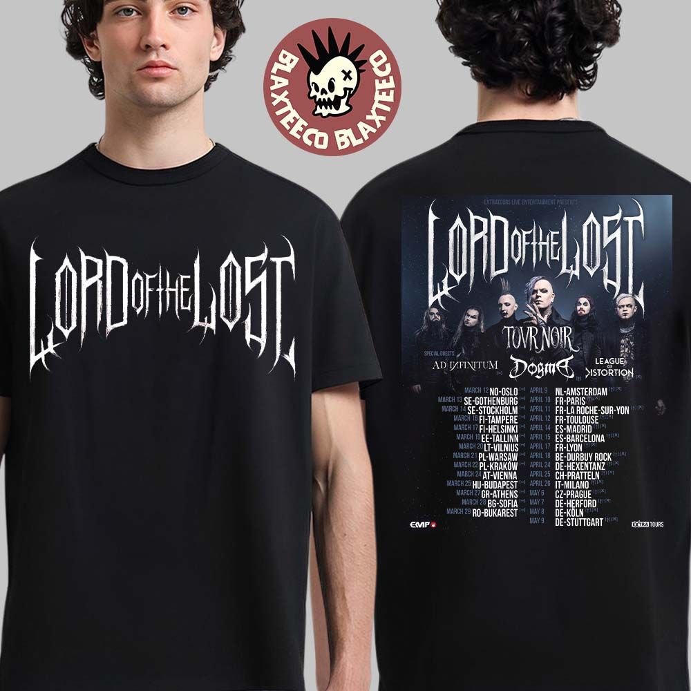 Lord Of The Lost Tovr Noir Tour 2026 Europe Schedule City Dates With Supporters Lineup Two Sided T Shirt - T-Shirt, Sweatshirt, Hoodie