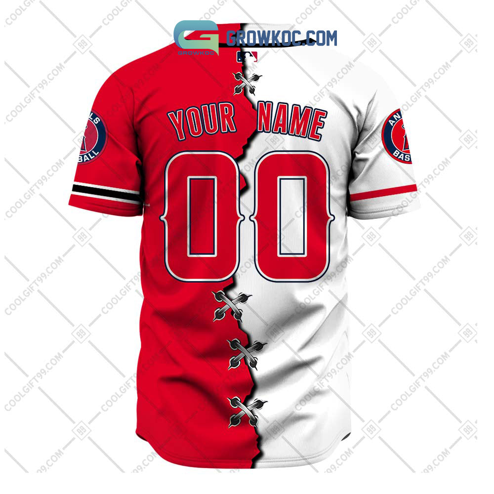 Los Angeles Angels MLB Personalized Mix Baseball Jersey baseball jersey product view 3