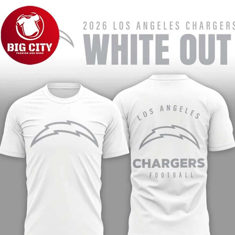 Los Angeles Chargers White Out 2026 Two Sided Shirt Unisex T-shirt, Sweatshirt, Hoodie, Long Sleeve Tee - T-Shirt, Sweatshirt, Hoodie