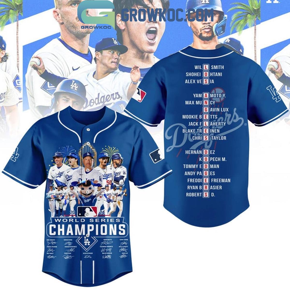 Los Angeles Dodgers 2024 Champions World Series We Are LA Baseball Jersey baseball jersey product view 1