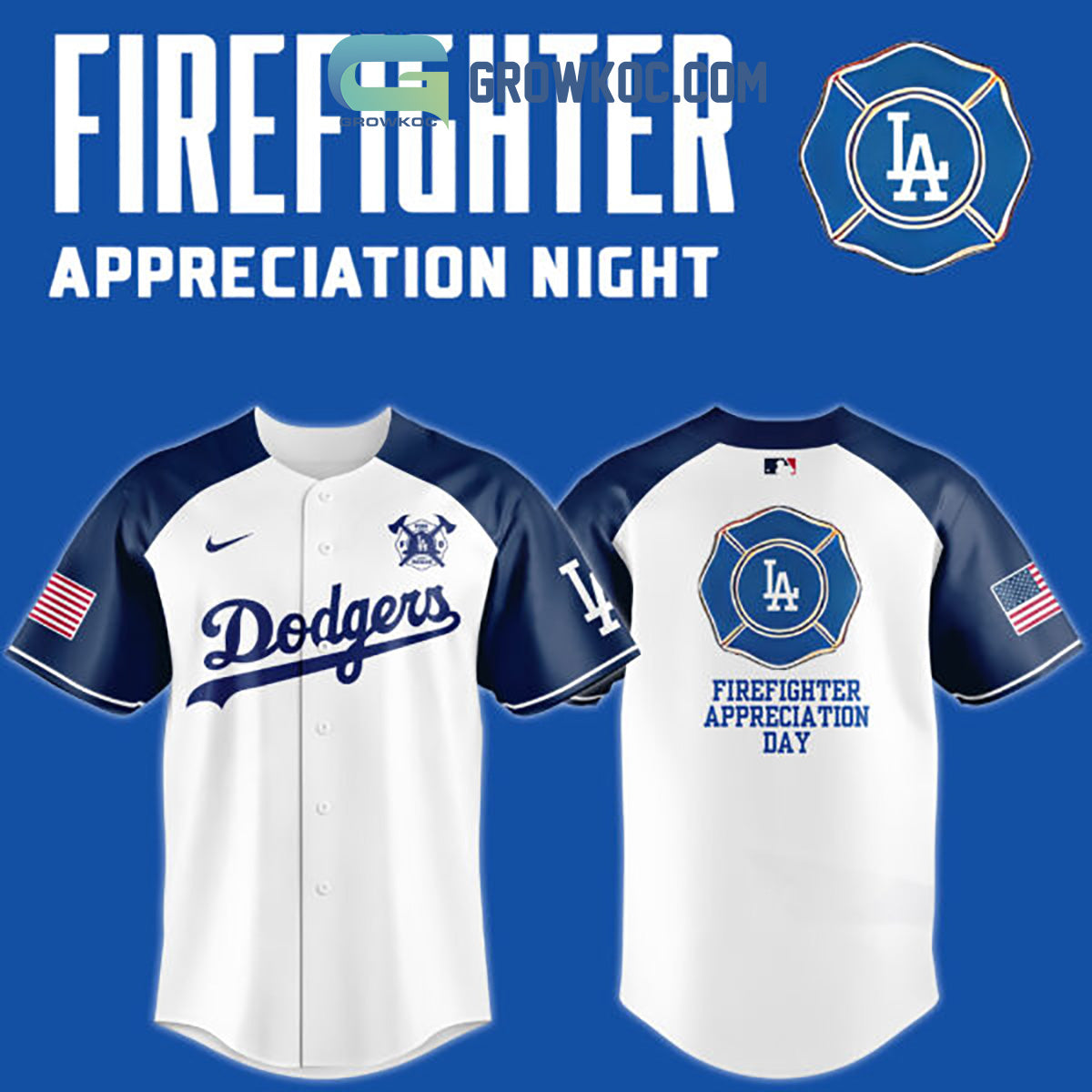 Los Angeles Dodgers 2024 Firefighter Appreciation Day Baseball Jersey baseball jersey product view 2