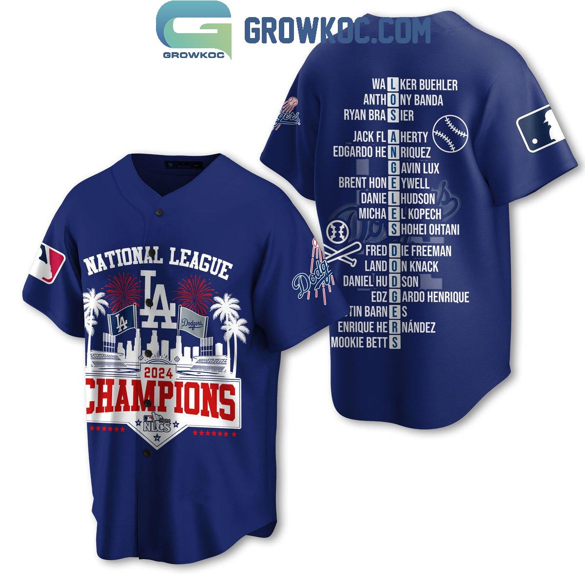 Los Angeles Dodgers 2024 National League Champions Victory Baseball Jersey baseball jersey product view 2