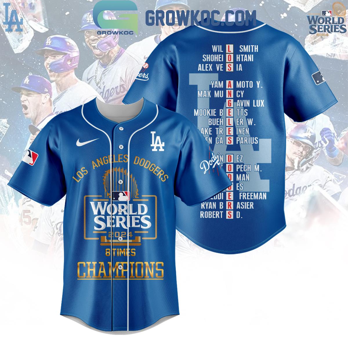 Los Angeles Dodgers 2024 World Series Champions 8 Times Puzzle Name Baseball Jersey baseball jersey product view 1