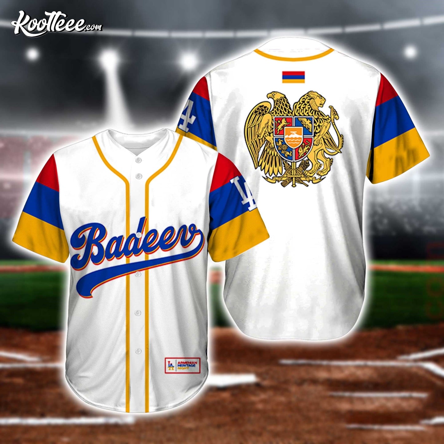 Los Angeles Dodgers Badeev Armenian Heritage Baseball Jersey baseball jersey product view 1