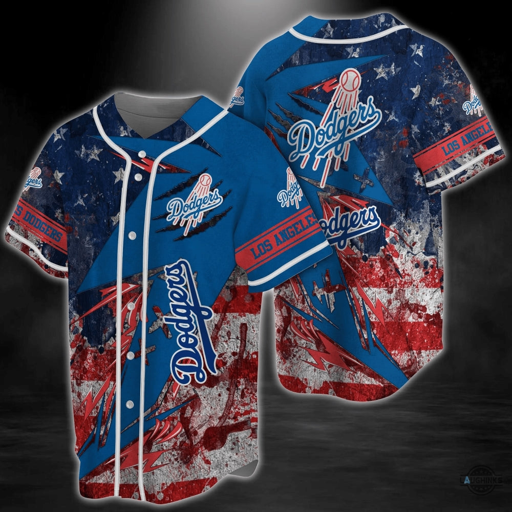 Los Angeles Dodgers Baseball Jersey Shirt Us Flag American La Dodgers 2024 All Over Printed Uniform Shirts Mlb Shop Gift For Shohei Ohtani Fans baseball jersey product view 1