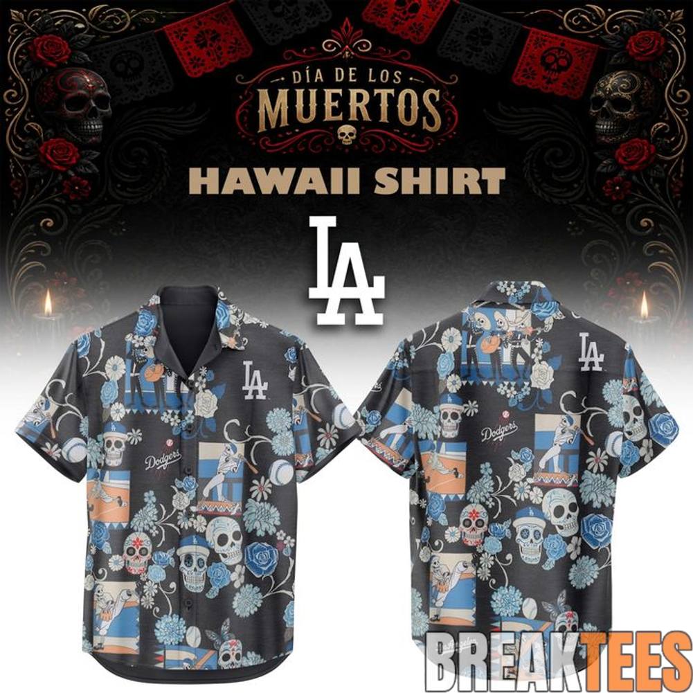 Los Angeles Dodgers Da De Los Muertos 2026 Hawaiian Shirt Unisex T-shirt, Sweatshirt, Hoodie, Long Sleeve Tee - T-Shirt, Sweatshirt, Hoodie