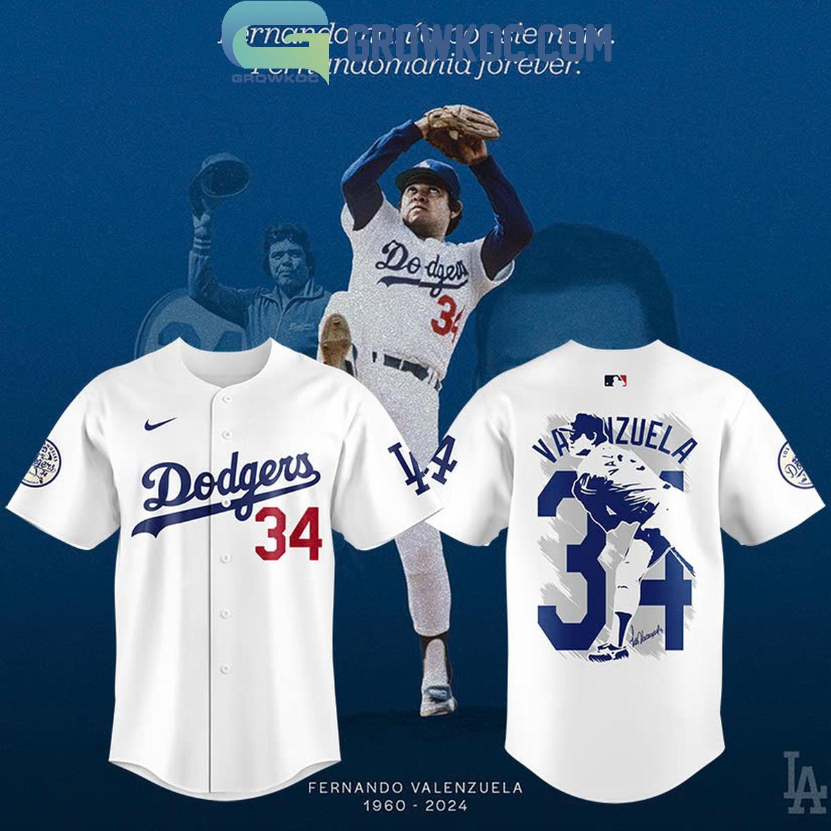 Los Angeles Dodgers Fernando Valenzuela Forever No. 34 Baseball Jersey baseball jersey product view 1