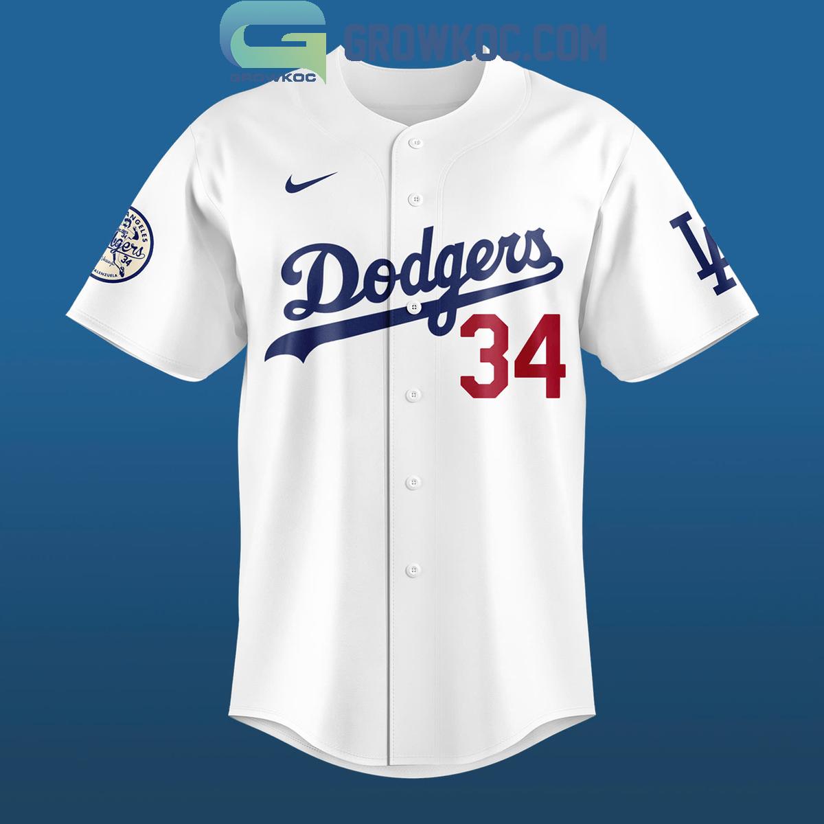 Los Angeles Dodgers Fernando Valenzuela Forever No. 34 Baseball Jersey baseball jersey product view 2