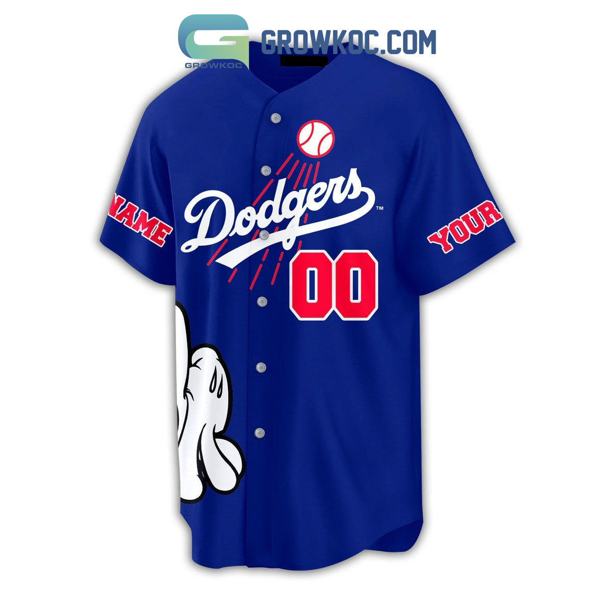 Los Angeles Dodgers Here To Win Personalized Baseball Jersey baseball jersey product view 2