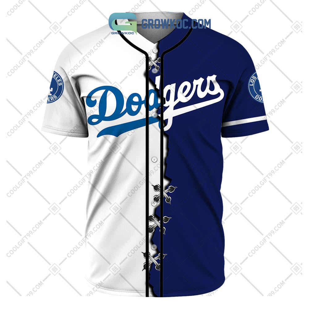 Los Angeles Dodgers MLB Personalized Mix Baseball Jersey baseball jersey product view 2
