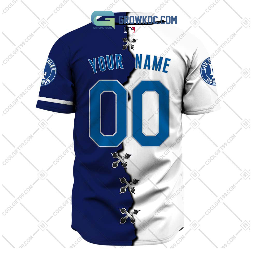 Los Angeles Dodgers MLB Personalized Mix Baseball Jersey baseball jersey product view 3