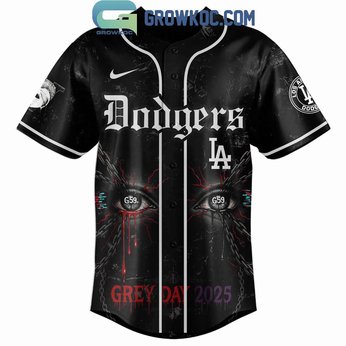 Los Angeles Dodgers Mix Suicideboys Grey Day 2025 Baseball Jersey baseball jersey product view 2