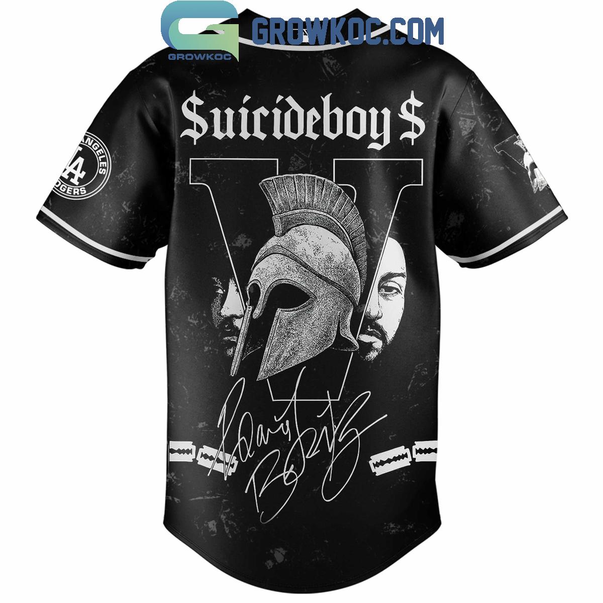 Los Angeles Dodgers Mix Suicideboys Grey Day 2025 Baseball Jersey baseball jersey product view 3