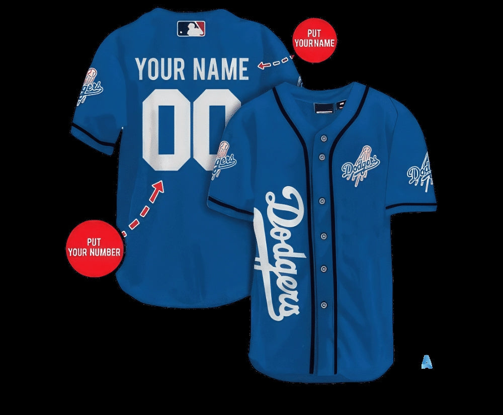 Los Angeles Dodgers Personalized Name And Number Baseball Jersey Shirts La Dodgers 2024 All Over Printed Uniform Mlb Shop Gift For Shohei Ohtani Fans baseball jersey product view 1