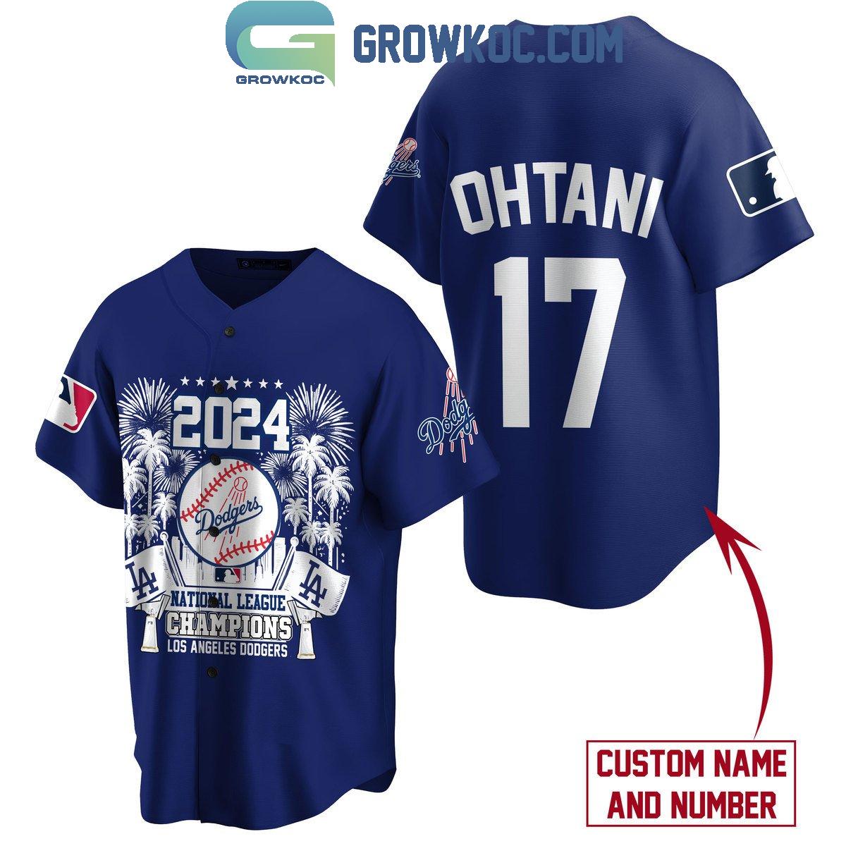 Los Angeles Dodgers Shohei Ohtani 2024 National League Champions Baseball Jersey baseball jersey product view 2
