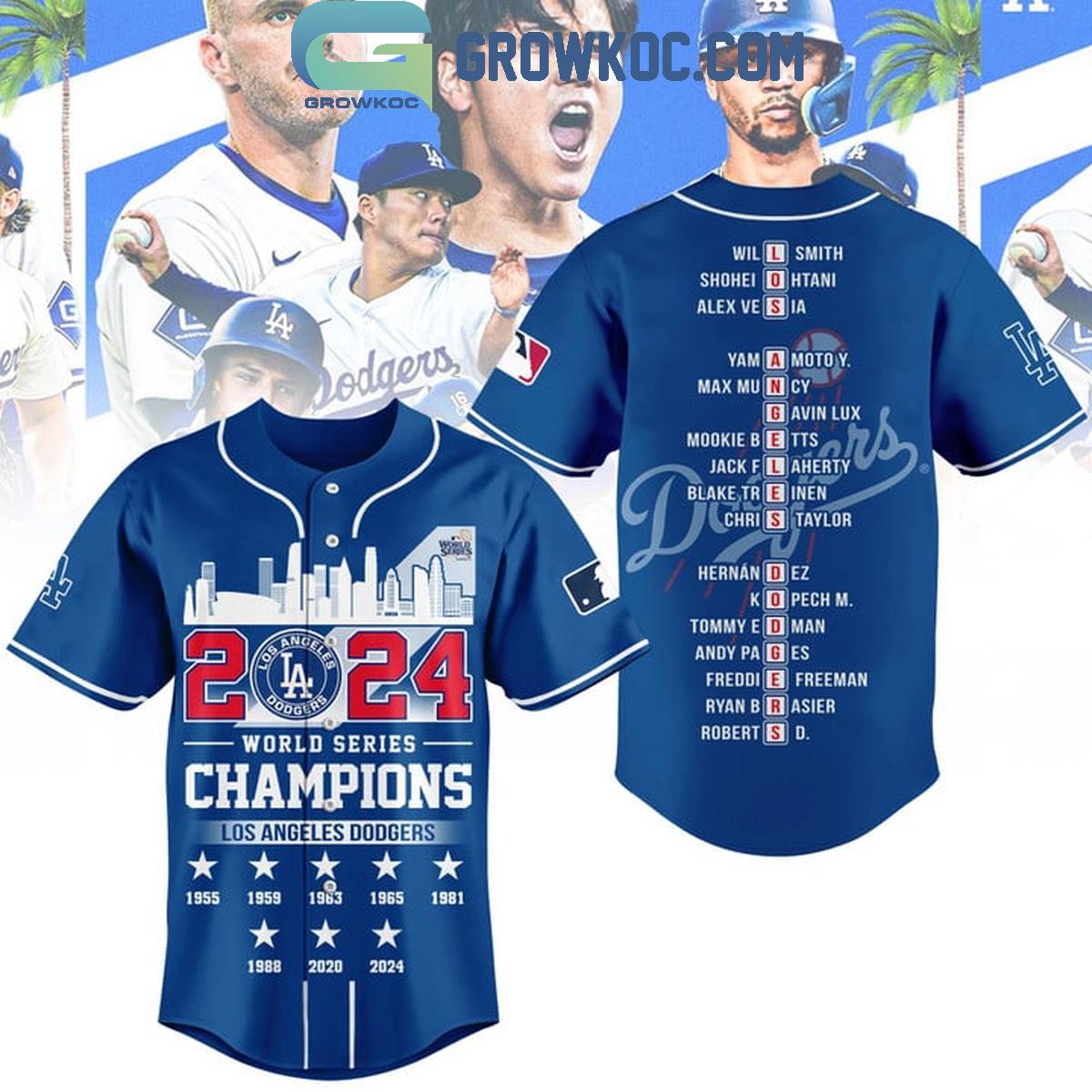 Los Angeles Dodgers World Series 2024 Champions Let’s Celebrate Baseball Jersey baseball jersey product view 1