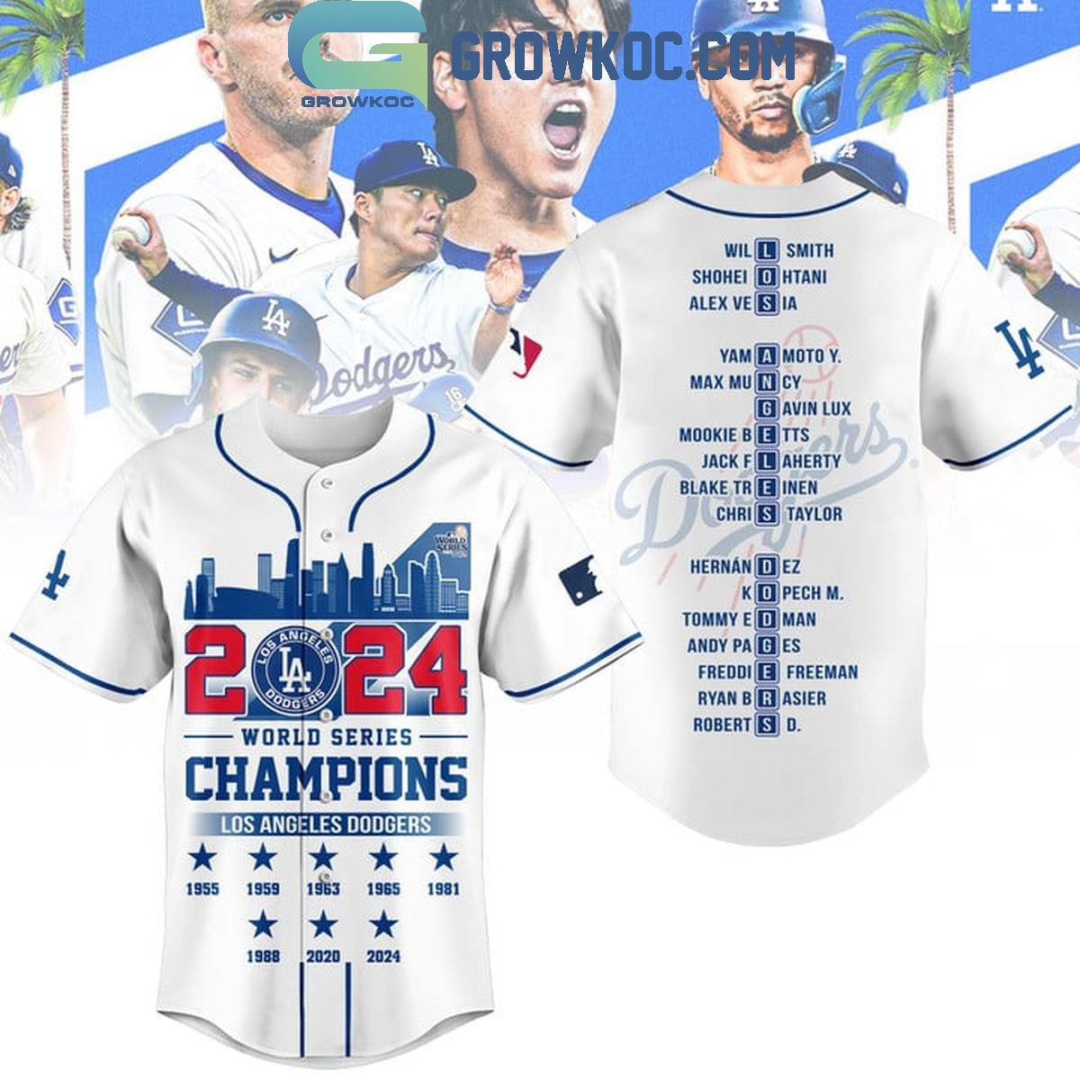 Los Angeles Dodgers World Series 2024 Champions Let’s Celebrate Baseball Jersey baseball jersey product view 2
