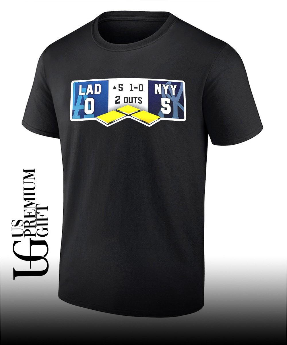 Los Angeles Dodgers trolling New York Yankees 0-5 score Patch Top Of Fifth Inning Game scoreboard shirt - T-Shirt, Sweatshirt, Hoodie