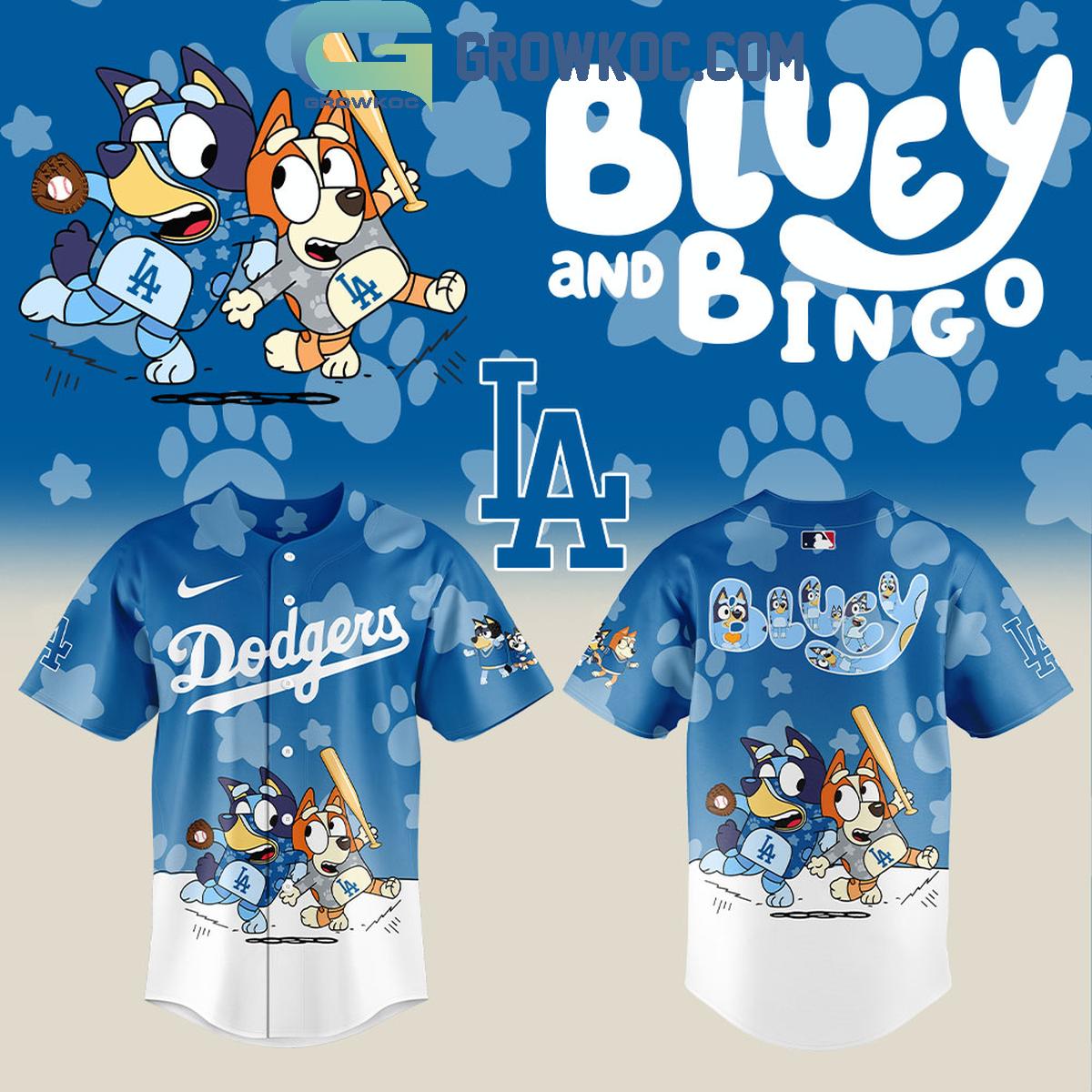 Los Angeles Dodgers x Bluey and Bingo Baseball Jersey baseball jersey product view 1