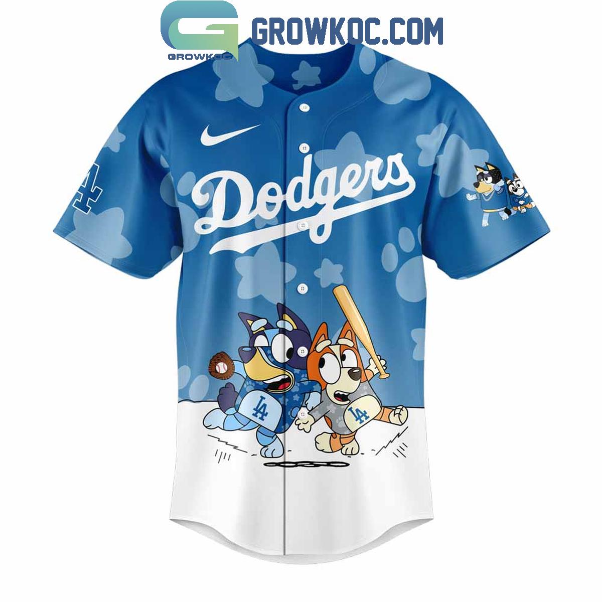 Los Angeles Dodgers x Bluey and Bingo Baseball Jersey baseball jersey product view 2
