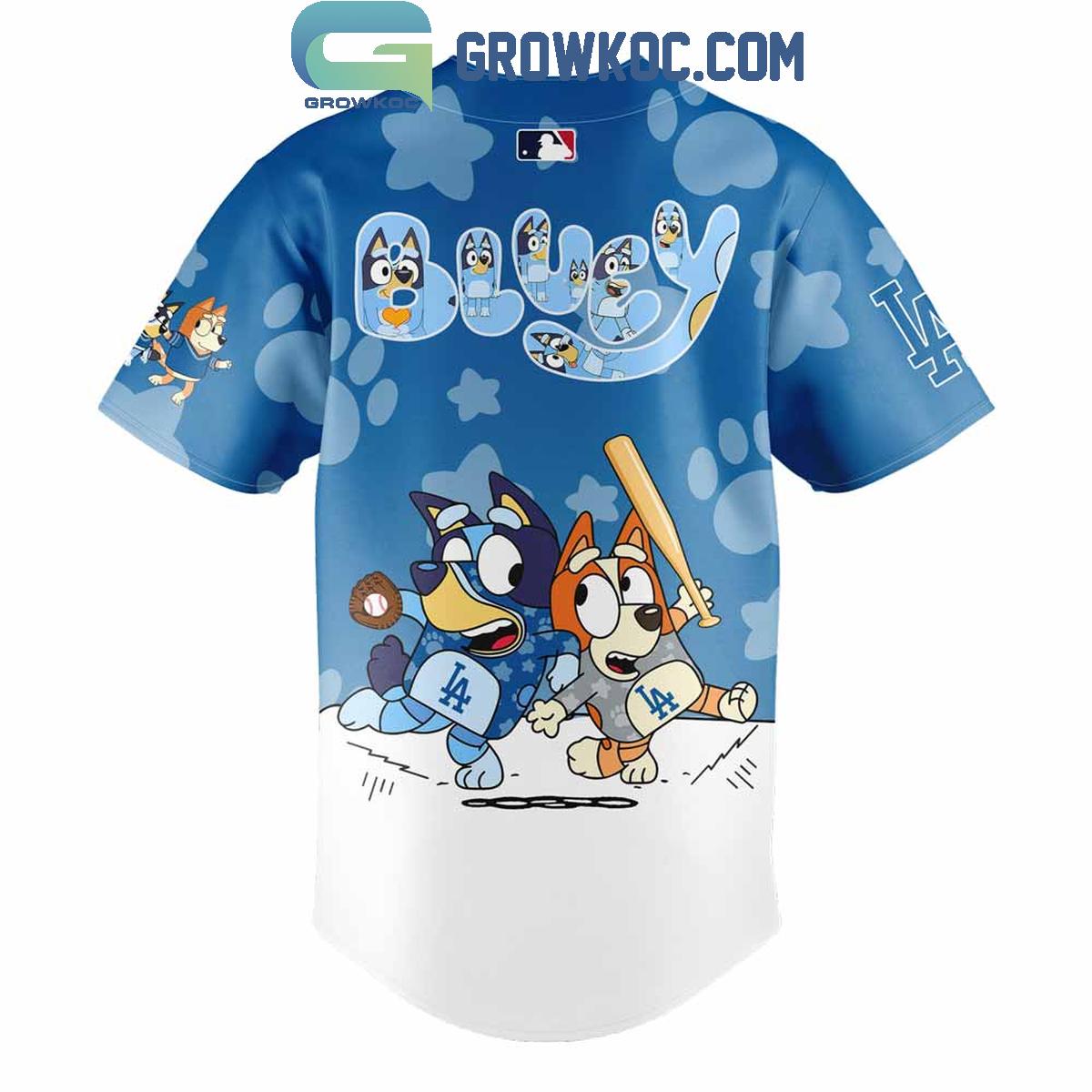 Los Angeles Dodgers x Bluey and Bingo Baseball Jersey baseball jersey product view 3