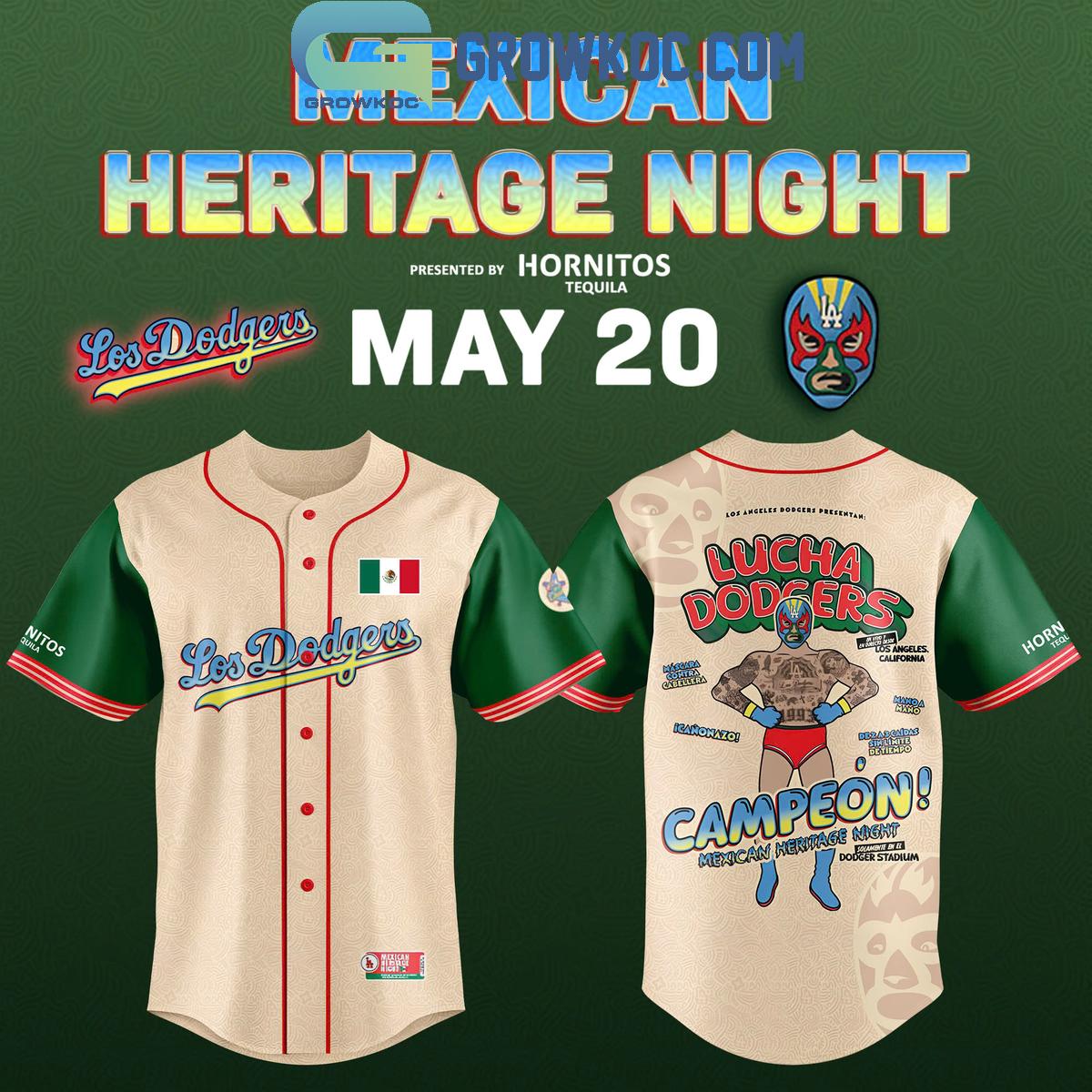 Los Angeles Dodgers x Mexican Heritage Night Baseball Jersey baseball jersey product view 1