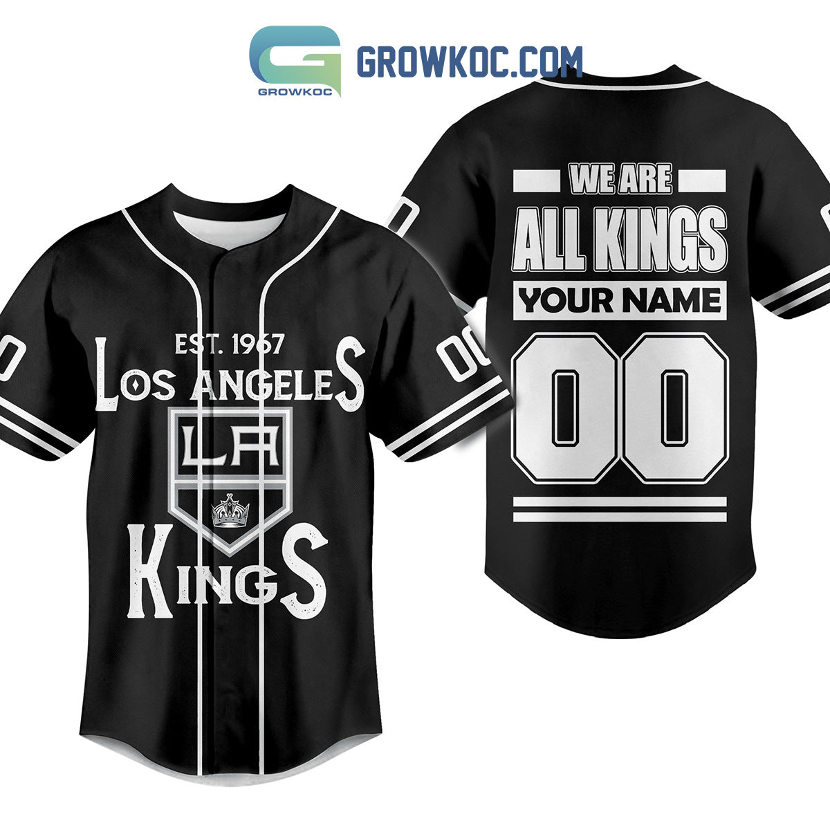 Los Angeles Kings LA Est 1967 Personalized Baseball Jersey baseball jersey product view 1