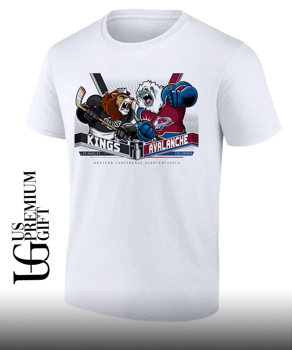 Los Angeles Kings vs Colorado Avalanche NHL Stanley Cup 2026 mascot shirt Unisex T-shirt, Sweatshirt, Hoodie, Long Sleeve Tee - T-Shirt, Sweatshirt, Hoodie