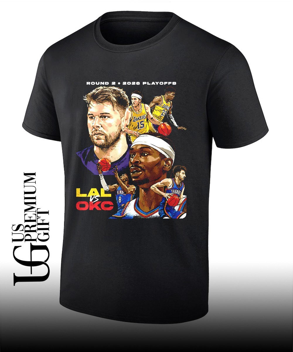Los Angeles Lakers vs Oklahoma City Thunder 2026 NBA Playoffs shirt Unisex T-shirt, Sweatshirt, Hoodie, Long Sleeve Tee - T-Shirt, Sweatshirt, Hoodie